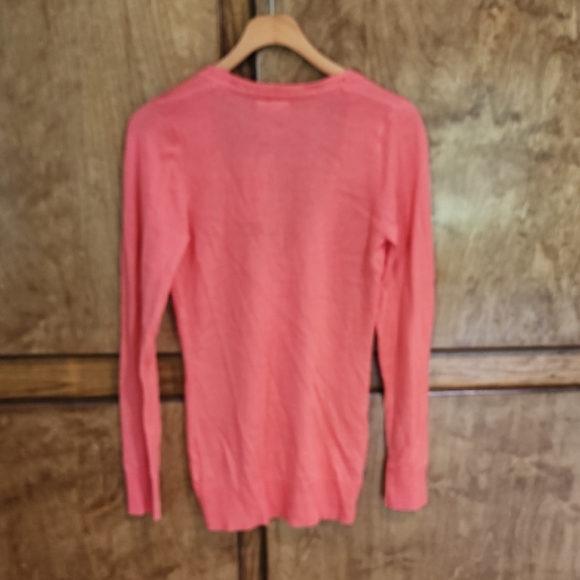 Coral V-Neck Cardigan Sweater - Picture 3 of 4